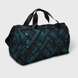 Спортивная сумка Тёмно-синяя диагональная клетка в шотландском стил