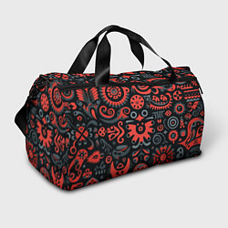 Спортивная сумка Красно-черный узор в славянском стиле