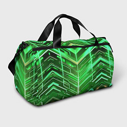 Сумки спортивные Зелёные неон полосы киберпанк, цвет: 3D-принт
