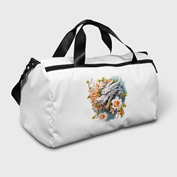 Спортивная сумка Китайский дракон в цветах сакуры