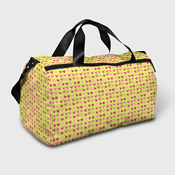 Спортивная сумка Сердечки на желтом - паттерн