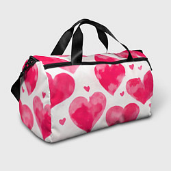 Сумки спортивные Красные сердечки акварель, цвет: 3D-принт