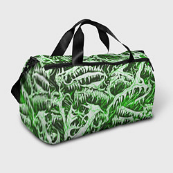Спортивная сумка Белые клыки на зелёном фоне