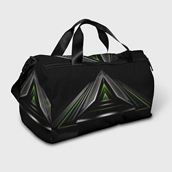 Сумки спортивные Black green abstract nvidia style, цвет: 3D-принт