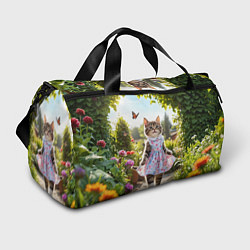 Спортивная сумка Кошка в летнем платье в саду