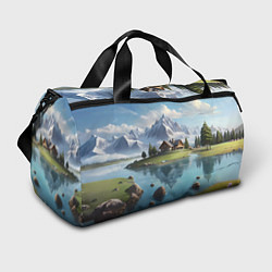 Спортивная сумка Чудесный день на берегу озера в горах