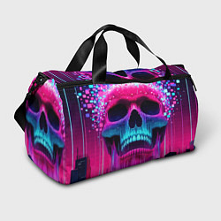 Спортивная сумка Pixel skull blast brain - cyber city ai art