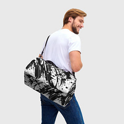 Сумки спортивные Чёрно белая абстракция - кляксы, цвет: 3D-принт — фото 2