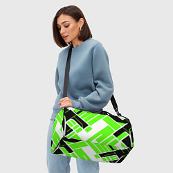 Сумки спортивные Зелёные широкие линии на белом фоне, цвет: 3D-принт — фото 2