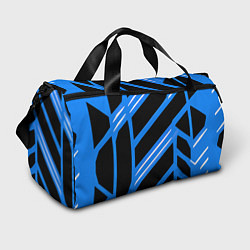 Спортивная сумка Black and white stripes on a blue background