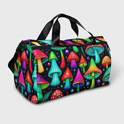 Спортивная сумка Неоновые мухоморы в горошек