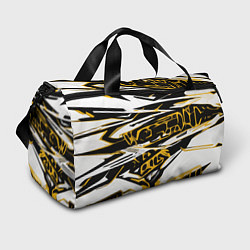 Сумки спортивные Жёлто-чёрная агрессивная абстракция на белом фоне, цвет: 3D-принт