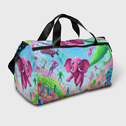 Спортивная сумка Парящий в воздухе розовый слон - сюрреализм
