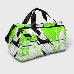 Спортивная сумка Diagonal black and green stripes on a white backgr