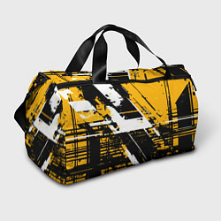 Спортивная сумка Diagonal black and white stripes on a yellow backg