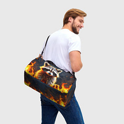 Сумки спортивные Енот в огне, цвет: 3D-принт — фото 2