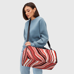 Сумки спортивные Волнистые вертикальные чёрно-красные полосы, цвет: 3D-принт — фото 2