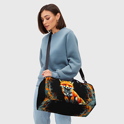 Сумки спортивные Лиса на черном, цвет: 3D-принт — фото 2