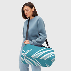 Сумки спортивные Бело-голубой абстракция с полосами, цвет: 3D-принт — фото 2