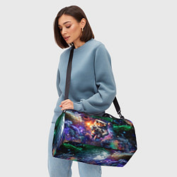 Сумки спортивные Котик бравый космонавт - неон, цвет: 3D-принт — фото 2