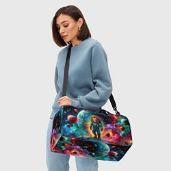 Сумки спортивные Лев бравый космонавт - неоновый космос, цвет: 3D-принт — фото 2