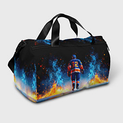 Спортивная сумка Хоккеист в синем пламени