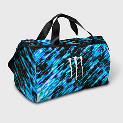 Сумки спортивные Monster energy штрихи голубых неоновых красок, цвет: 3D-принт
