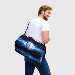 Сумки спортивные Мяч для регби в синем пламени, цвет: 3D-принт — фото 2