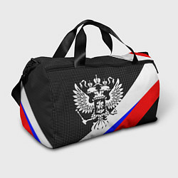 Сумки спортивные Герб России и государственный флаг на чёрном фоне, цвет: 3D-принт