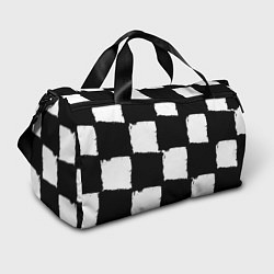 Сумки спортивные Черные квадраты в виде шахматной доски, цвет: 3D-принт