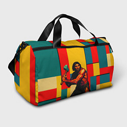 Сумки спортивные Неандерталец поп-арт, цвет: 3D-принт