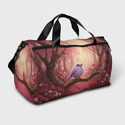 Спортивная сумка Сиреневая птица в розовом цветущем лесу
