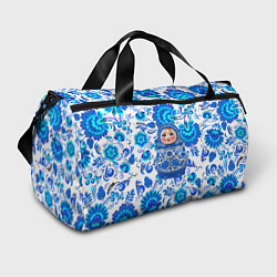 Сумки спортивные Русская матрёшка в гжельских узорах, цвет: 3D-принт