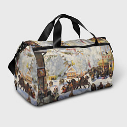 Спортивная сумка Русская тройка зимой - картина Масленица Кустодиев