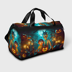 Сумки спортивные Morty and Rick with pumpkin - neon halloween, цвет: 3D-принт