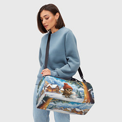 Сумки спортивные Совушка в шапочке лепит снеговика, цвет: 3D-принт — фото 2