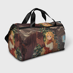 Спортивная сумка Аниме девочка с лошадкой встречают Новый год