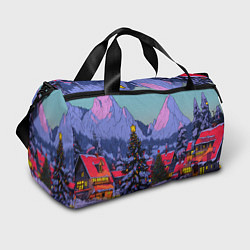Спортивная сумка Новогодние елки в горном городке