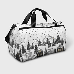 Спортивная сумка Заснеженный черно-белый город