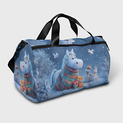 Спортивная сумка Новогодняя лошадь с подарками