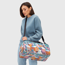 Сумки спортивные Дети во дворе лепят снеговика, цвет: 3D-принт — фото 2