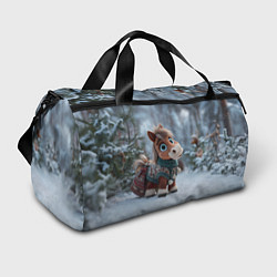 Спортивная сумка Маленькая лошадка в новогоднем лесу