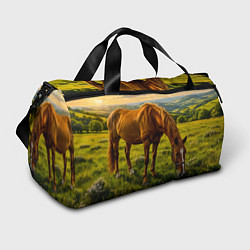 Спортивная сумка Зелёные холмы и конь