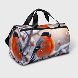 Сумки спортивные Снегирь на зимней ветке, цвет: 3D-принт