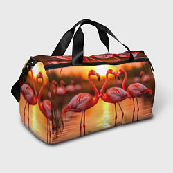 Сумки спортивные Розовый закат с фламинго, цвет: 3D-принт