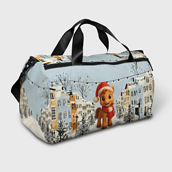 Спортивная сумка Милая новогодняя лошадка с шарфом