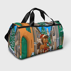 Спортивная сумка Лошадка распаковывает новогодний подарок