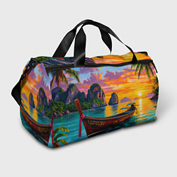 Спортивная сумка Тропический закат у скал