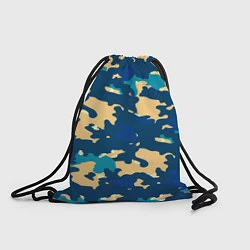 Рюкзак-мешок Камуфляж: голубой/желтый, цвет: 3D-принт