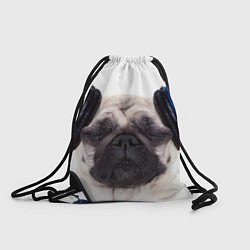Рюкзак-мешок Мопс в наушниках, цвет: 3D-принт